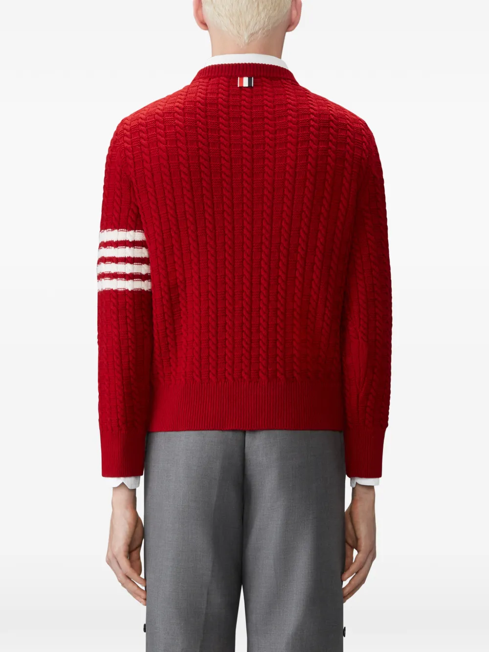 Thom Browne 4-Bar intarsia pullover van merinowol Rood
