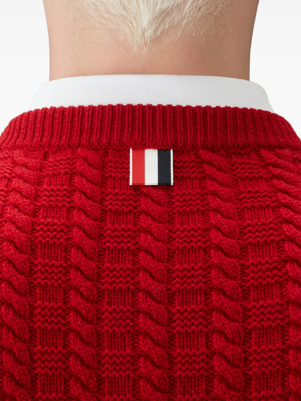 Thom Browne 4-Bar intarsia pullover van merinowol Rood