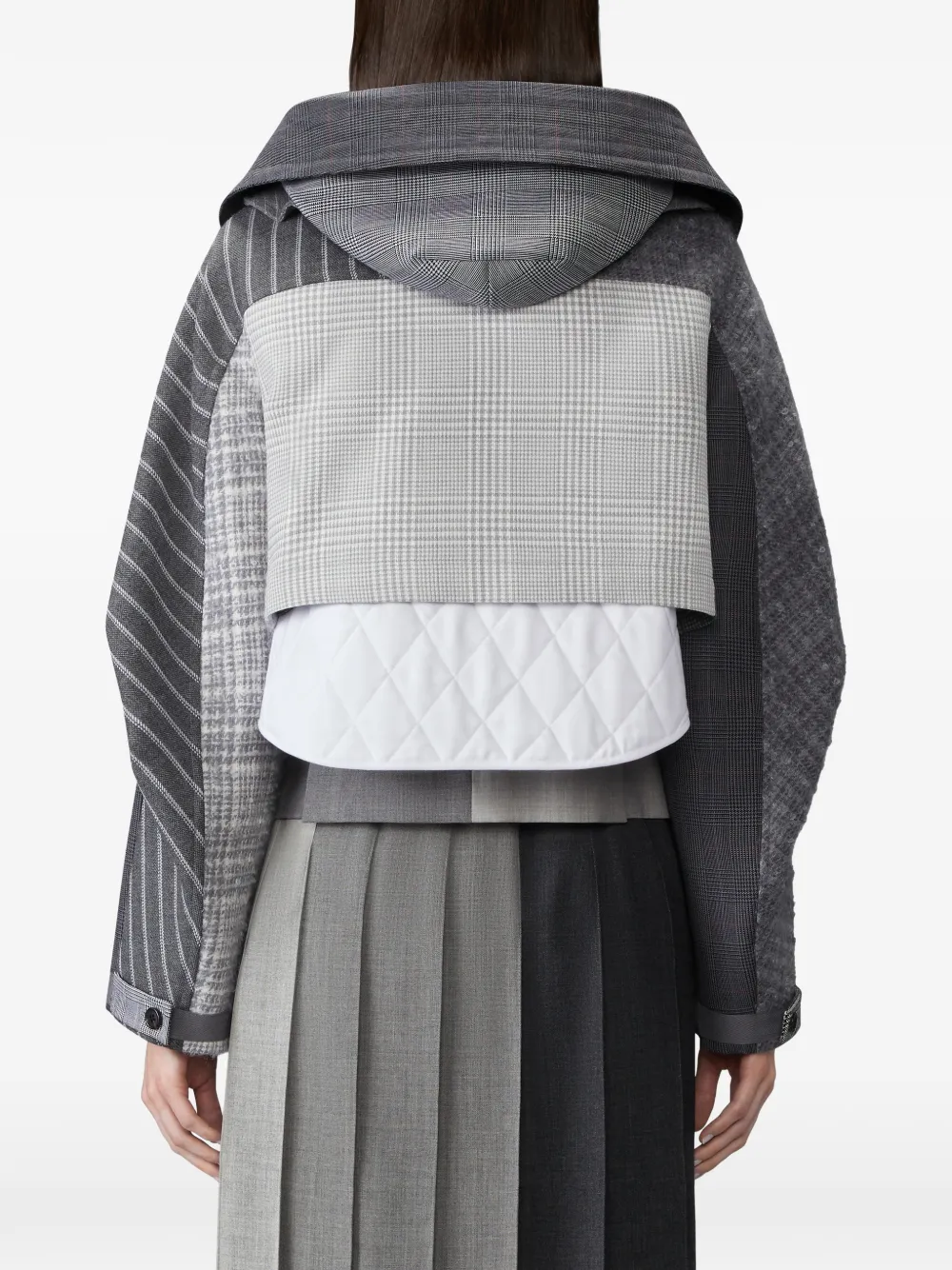 Thom Browne Funmix wollen cropped parka met gedraaid effect Grijs