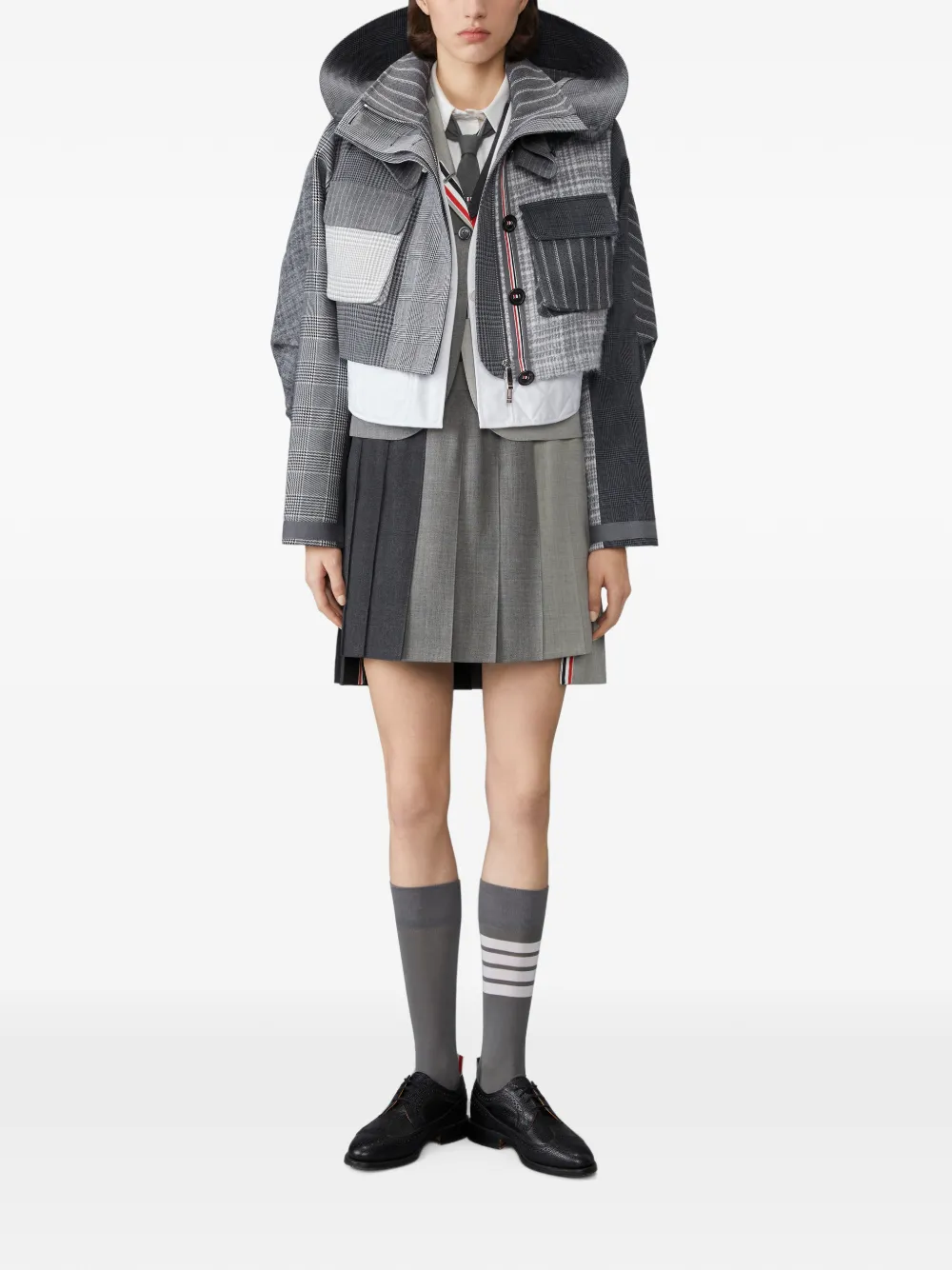 Thom Browne Funmix wollen cropped parka met gedraaid effect Grijs
