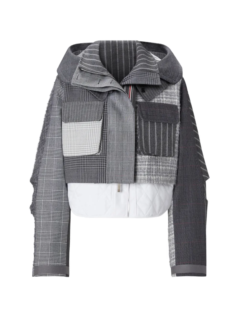 Thom Browne high twist wool Funmix cropped tailored parka