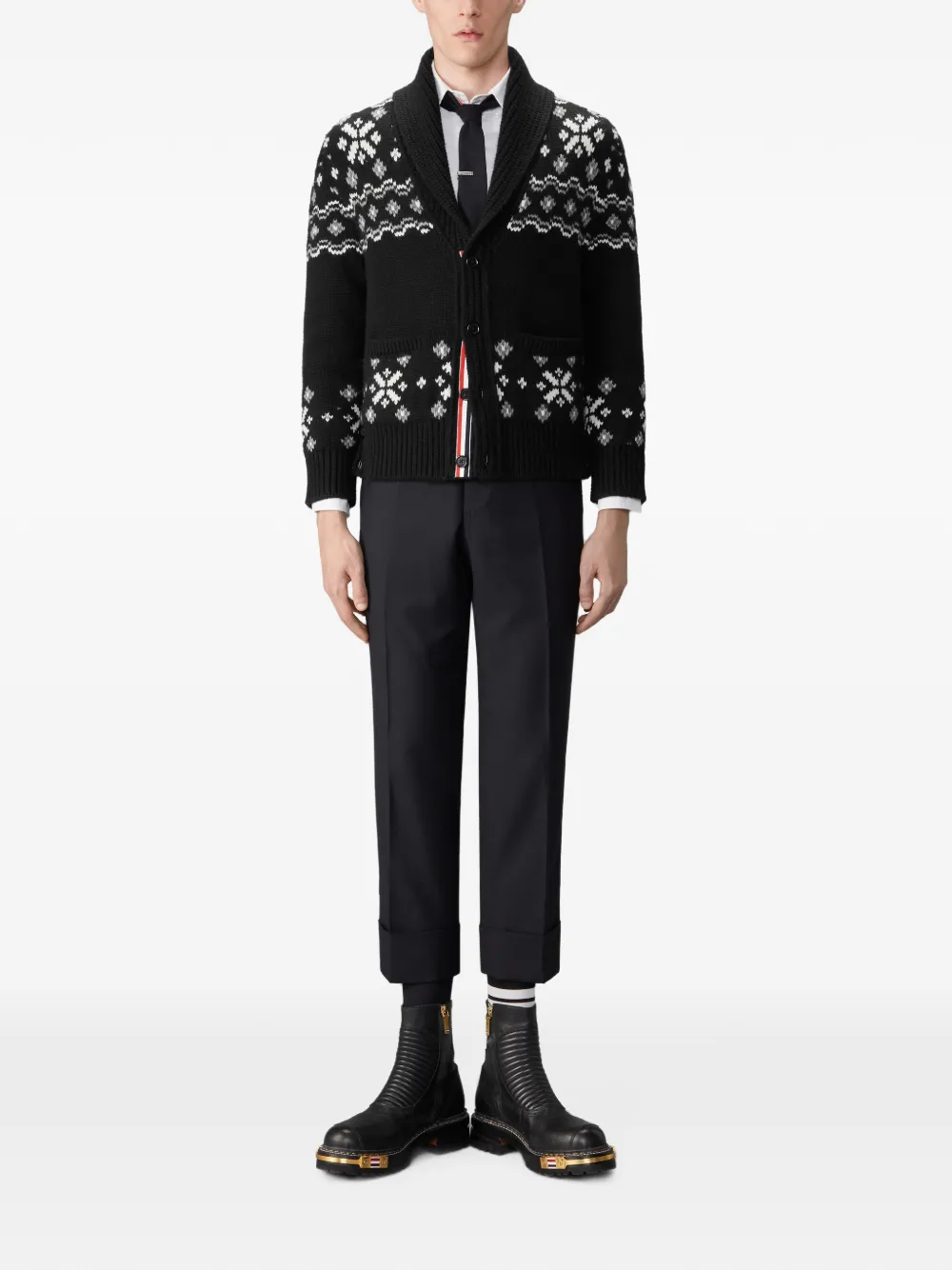 Thom Browne Icelandic Fair Isle kasjmier vest Zwart