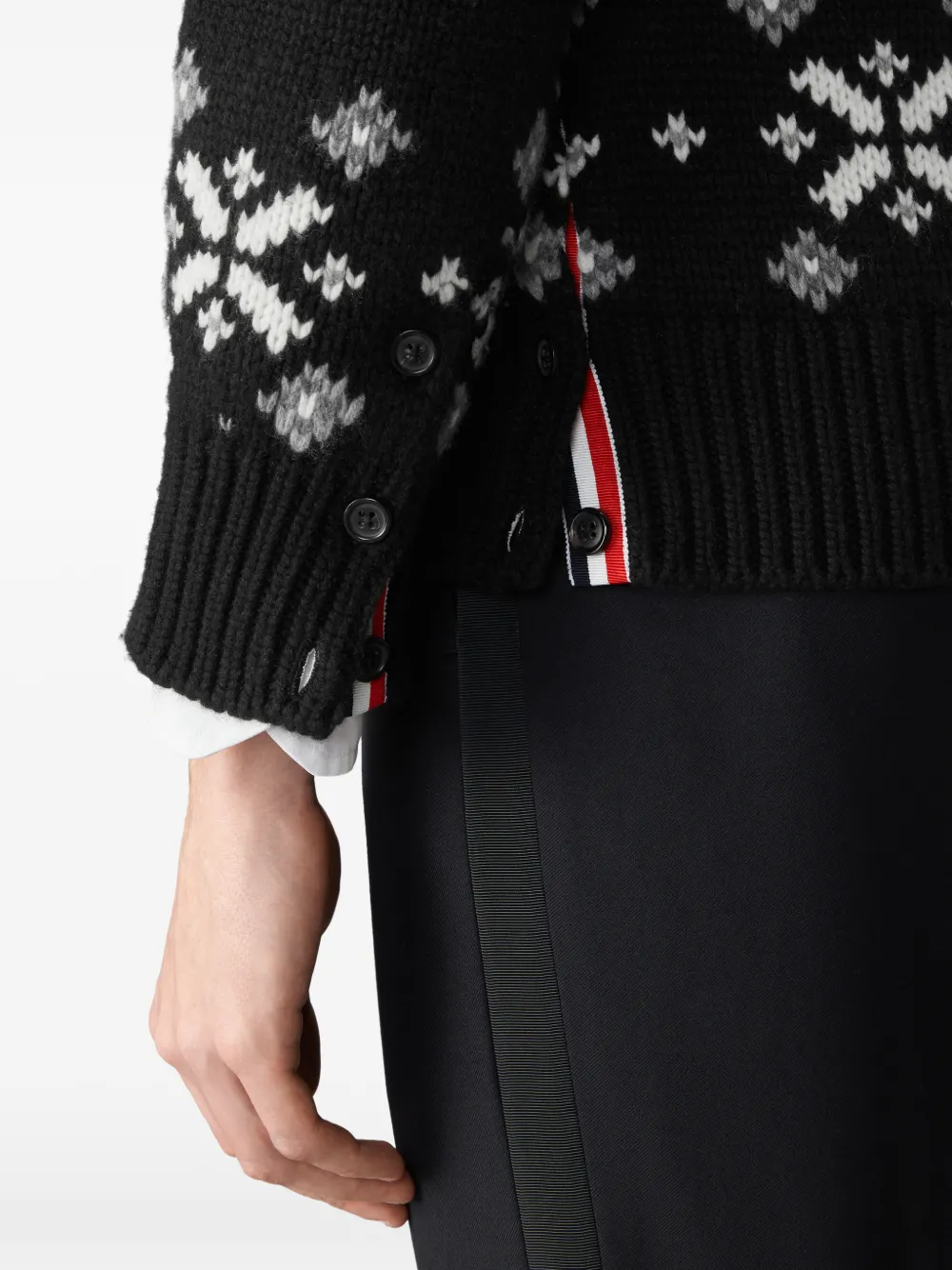 Thom Browne Icelandic Fair Isle kasjmier vest Zwart