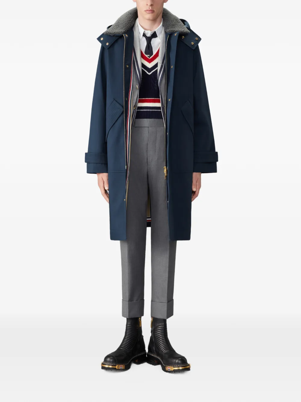 Thom Browne Wollen flanellen sportjas met kreuken Grijs