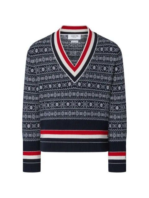 Thom Browne cashmere jacquard snowflake pullover