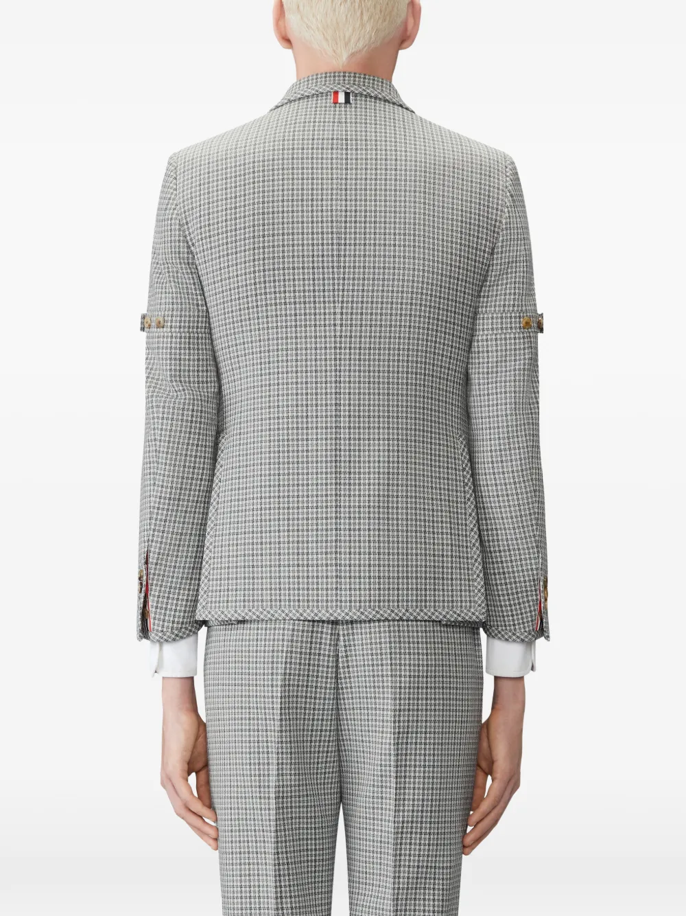 Thom Browne wool pique gunclub check jacket with armband Grijs