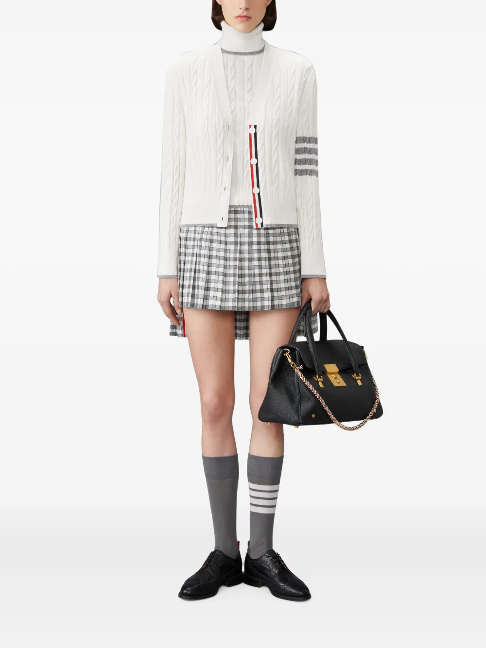 Thom Browne 4-Bar Baby kasjmier coltrui met stiksels Wit