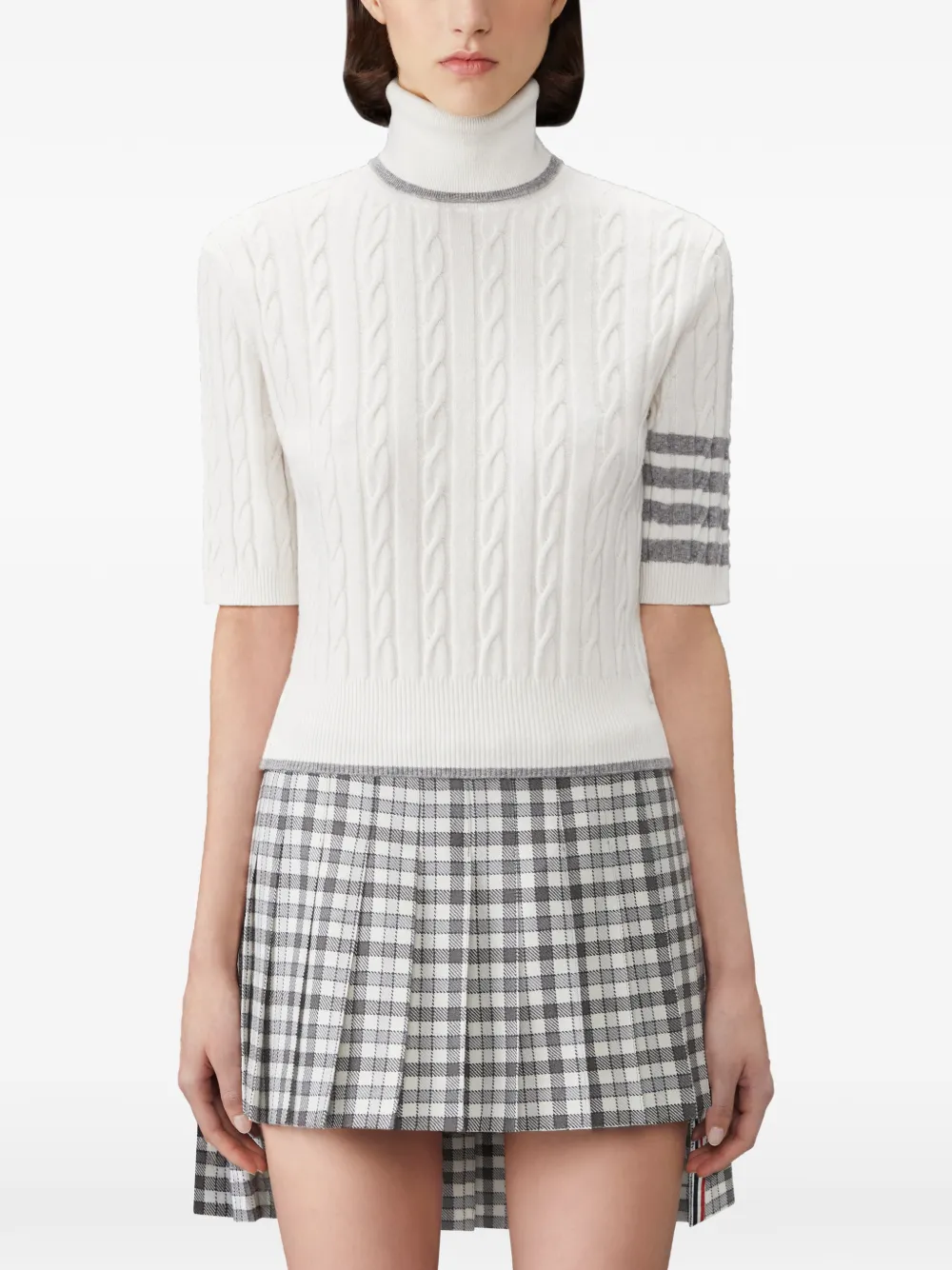 Thom Browne 4-Bar Baby kasjmier coltrui met stiksels Wit