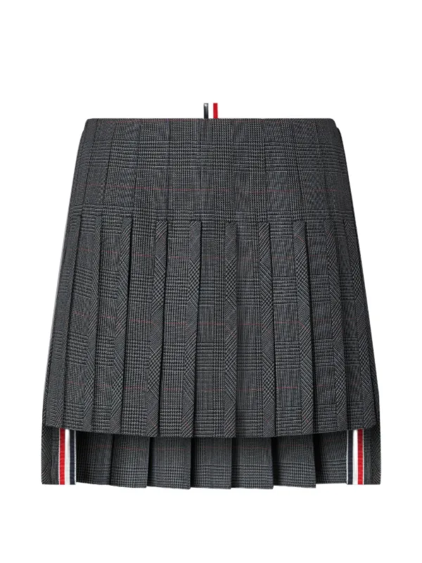 Thom Browne High Twist Wool Low-rise Pleated Mini Skirt in Grey