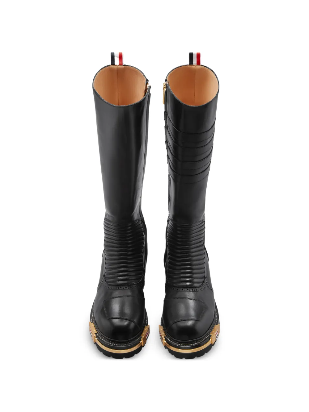 Thom Browne leather Moto knee-high boots Zwart