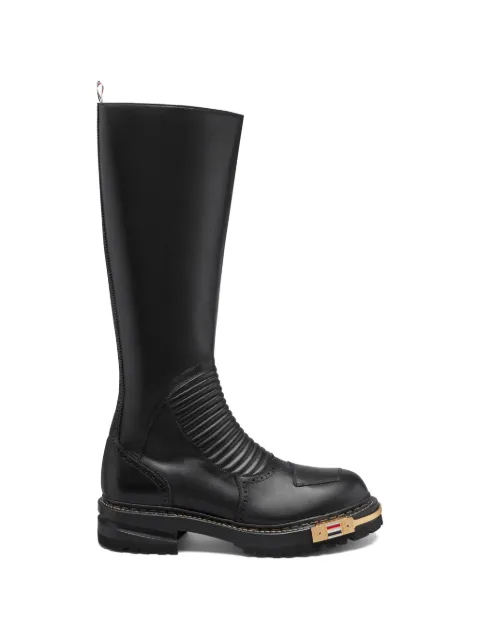 Thom Browne leather Moto knee-high boots