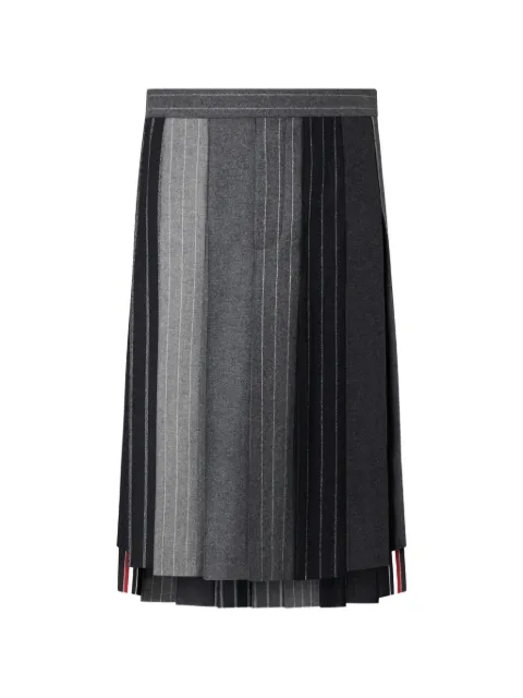 Thom Browne flannel Banker-stripe pleated skirt
