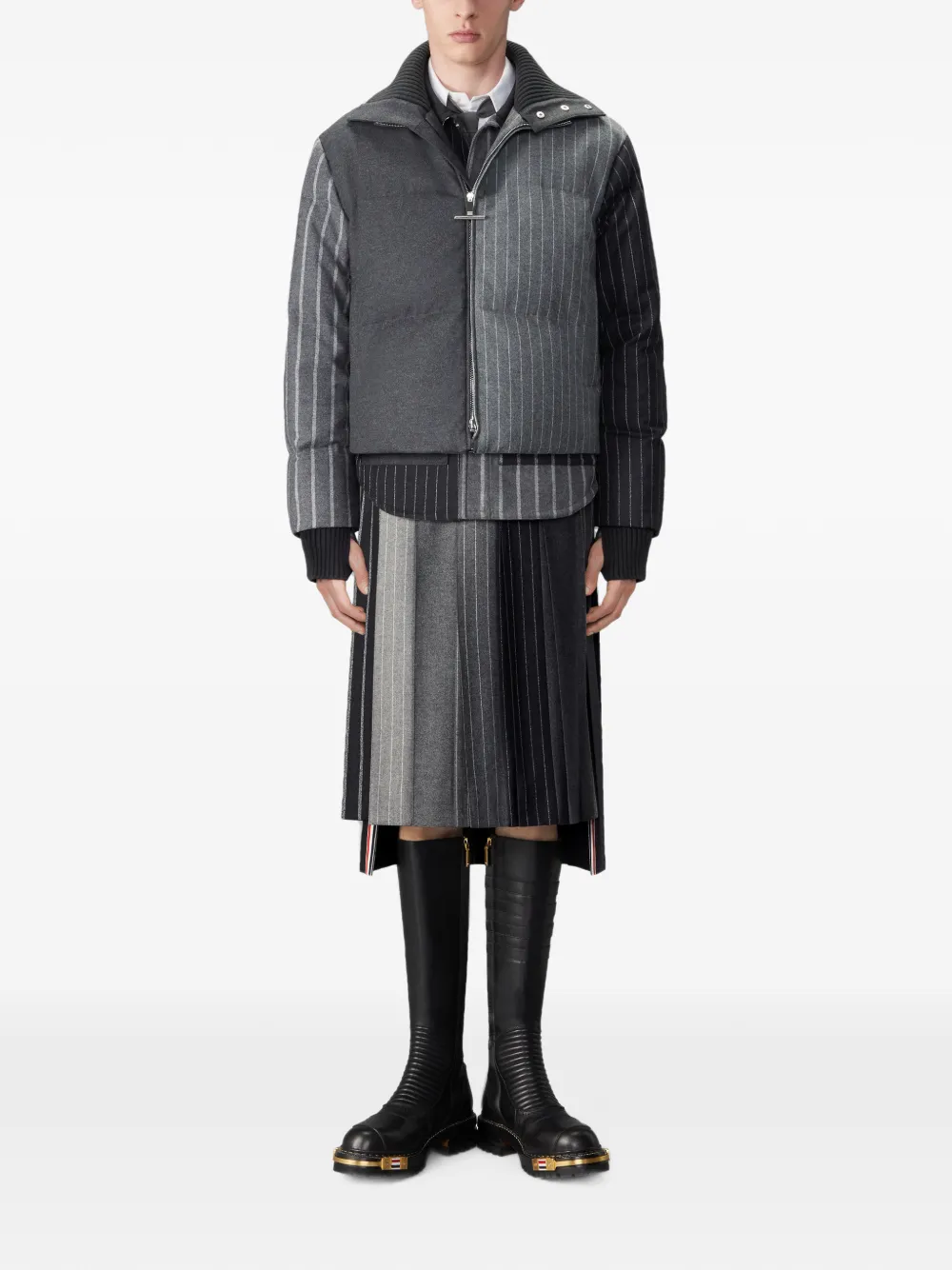 Thom Browne Flanellen geplooide rok met Banker-streep Grijs