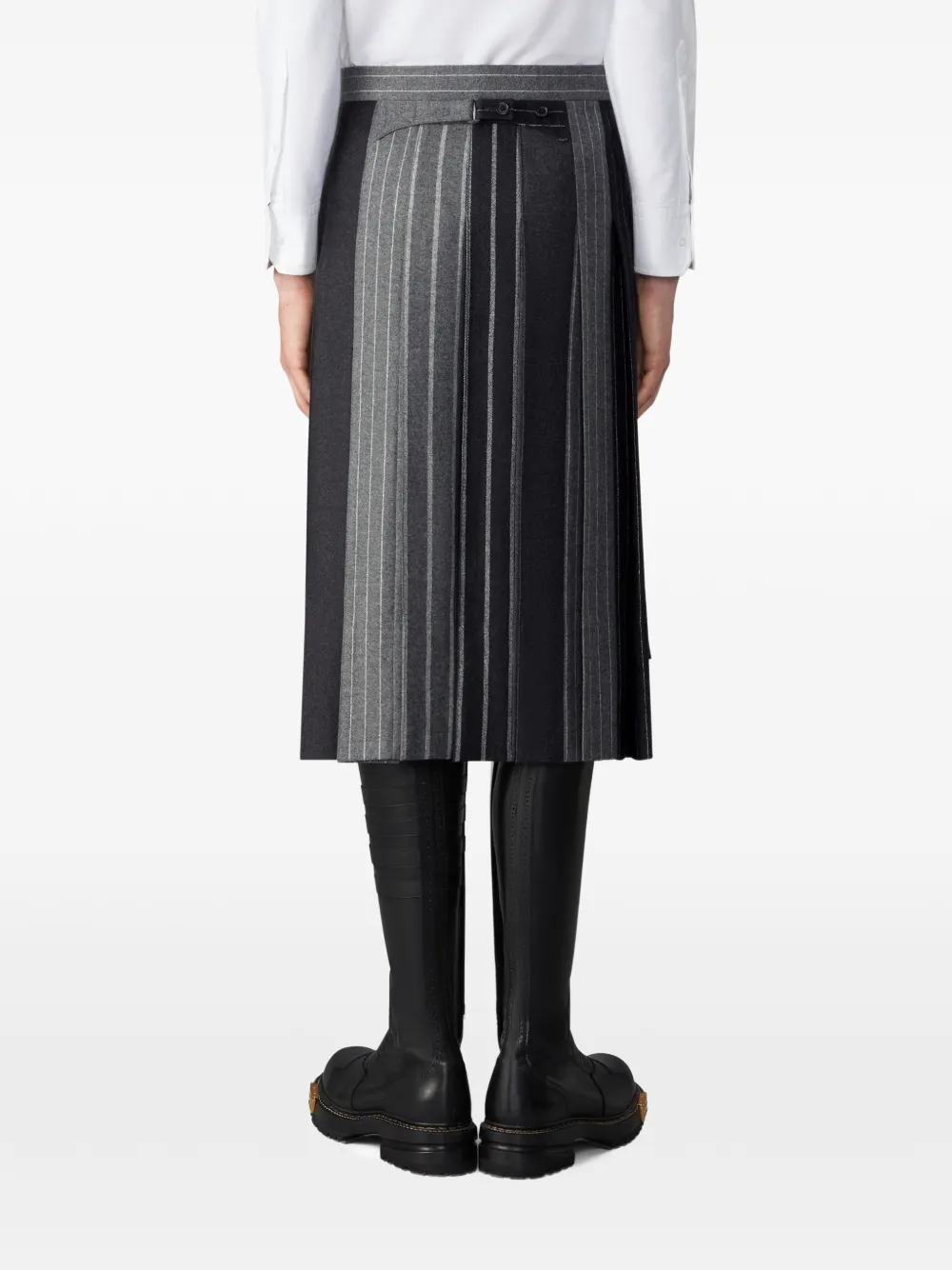 Thom Browne Flanellen geplooide rok met Banker-streep Grijs