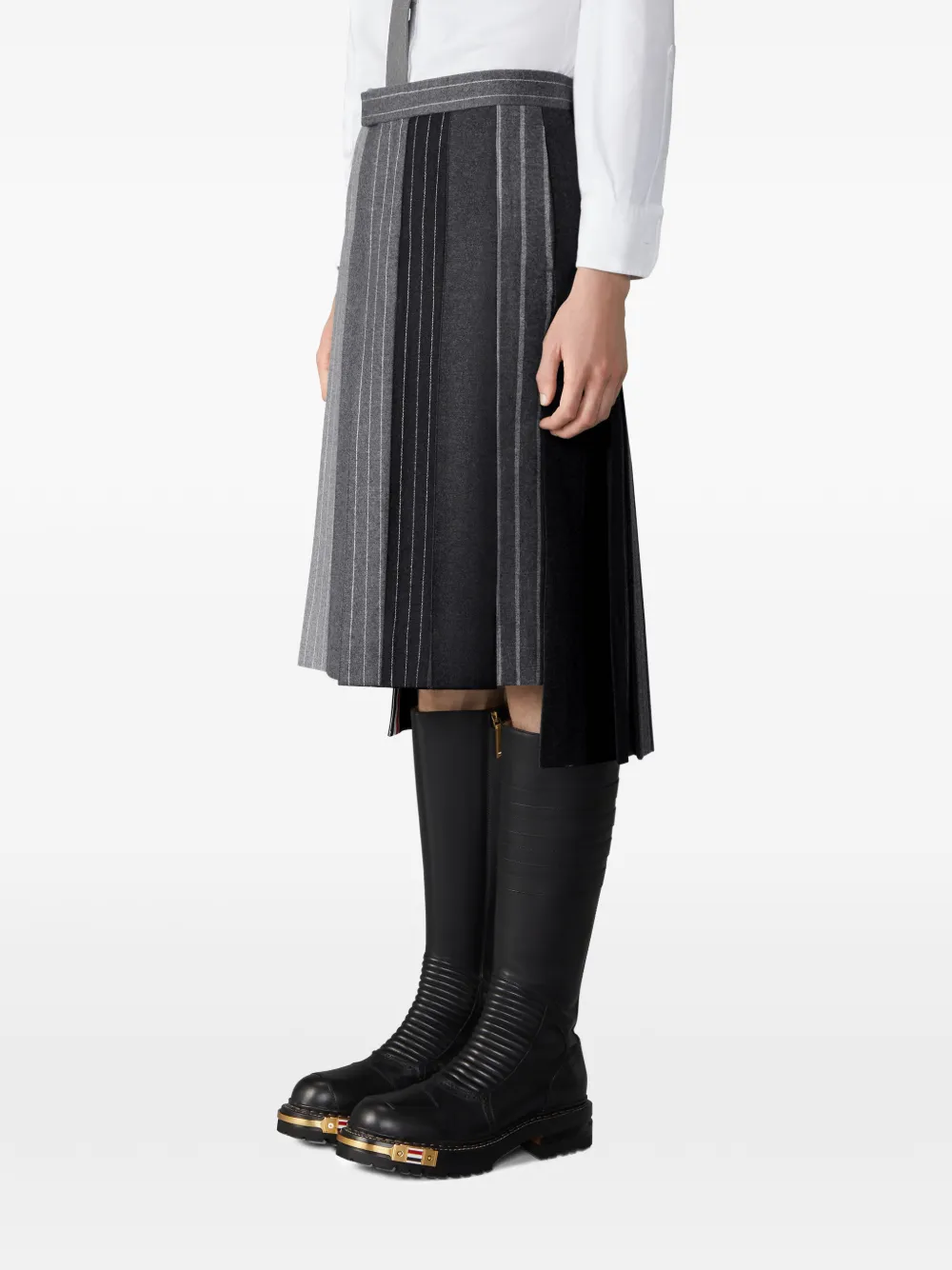Thom Browne Flanellen geplooide rok met Banker-streep Grijs