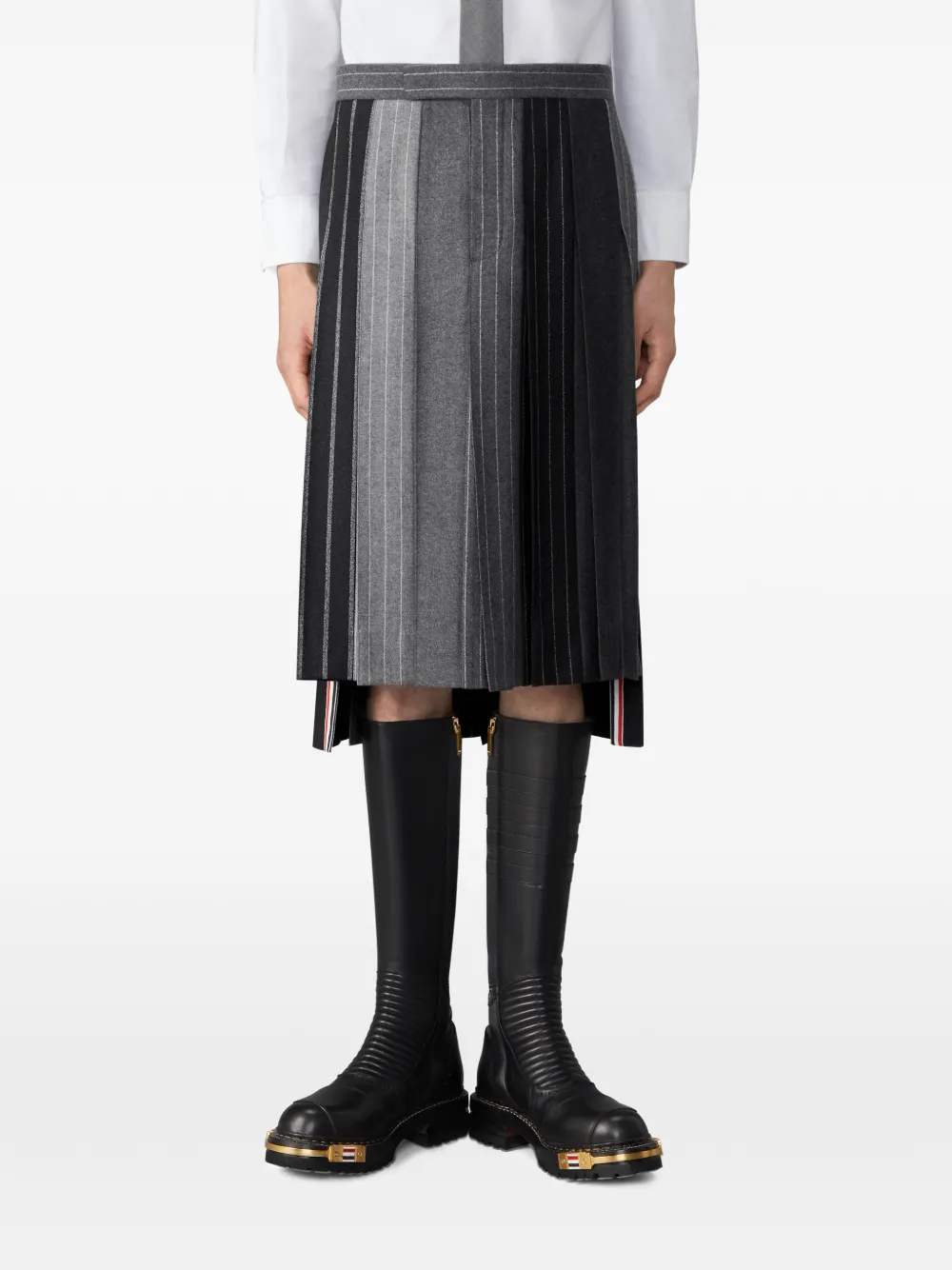 Thom Browne Flanellen geplooide rok met Banker-streep Grijs