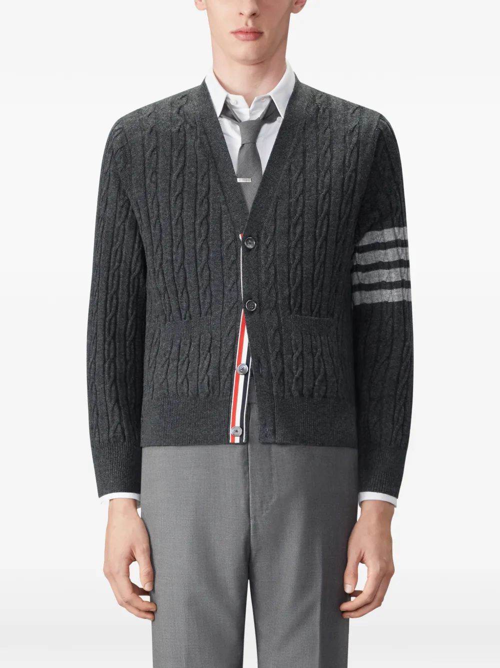 Thom Browne Kasjmier kabelstiksel 4-Bar ruimvallend vest Grijs