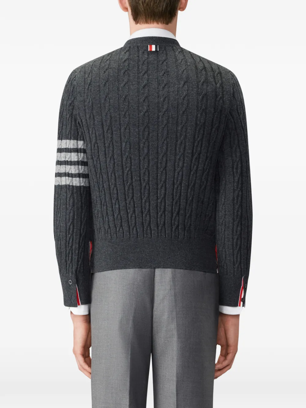 Thom Browne Kasjmier kabelstiksel 4-Bar ruimvallend vest Grijs