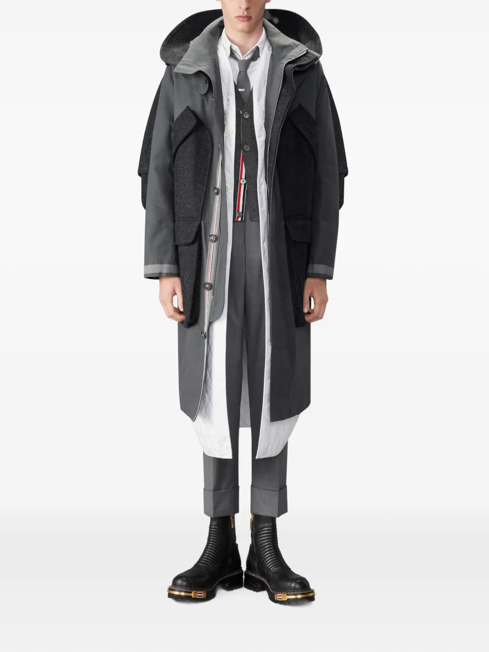 Thom Browne Kasjmier kabelstiksel 4-Bar ruimvallend vest Grijs