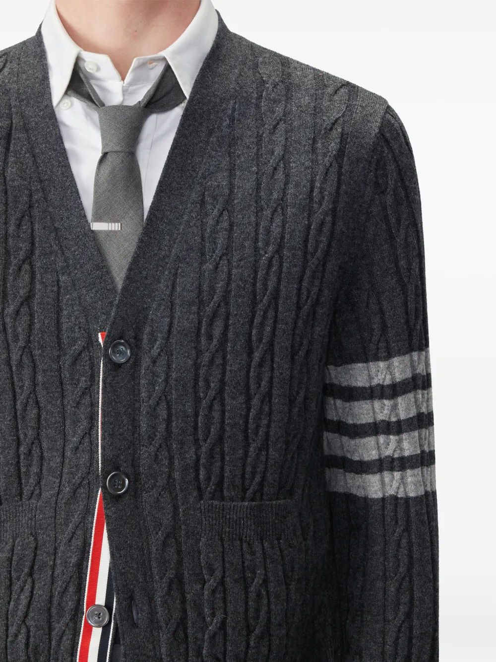 Thom Browne Kasjmier kabelstiksel 4-Bar ruimvallend vest Grijs