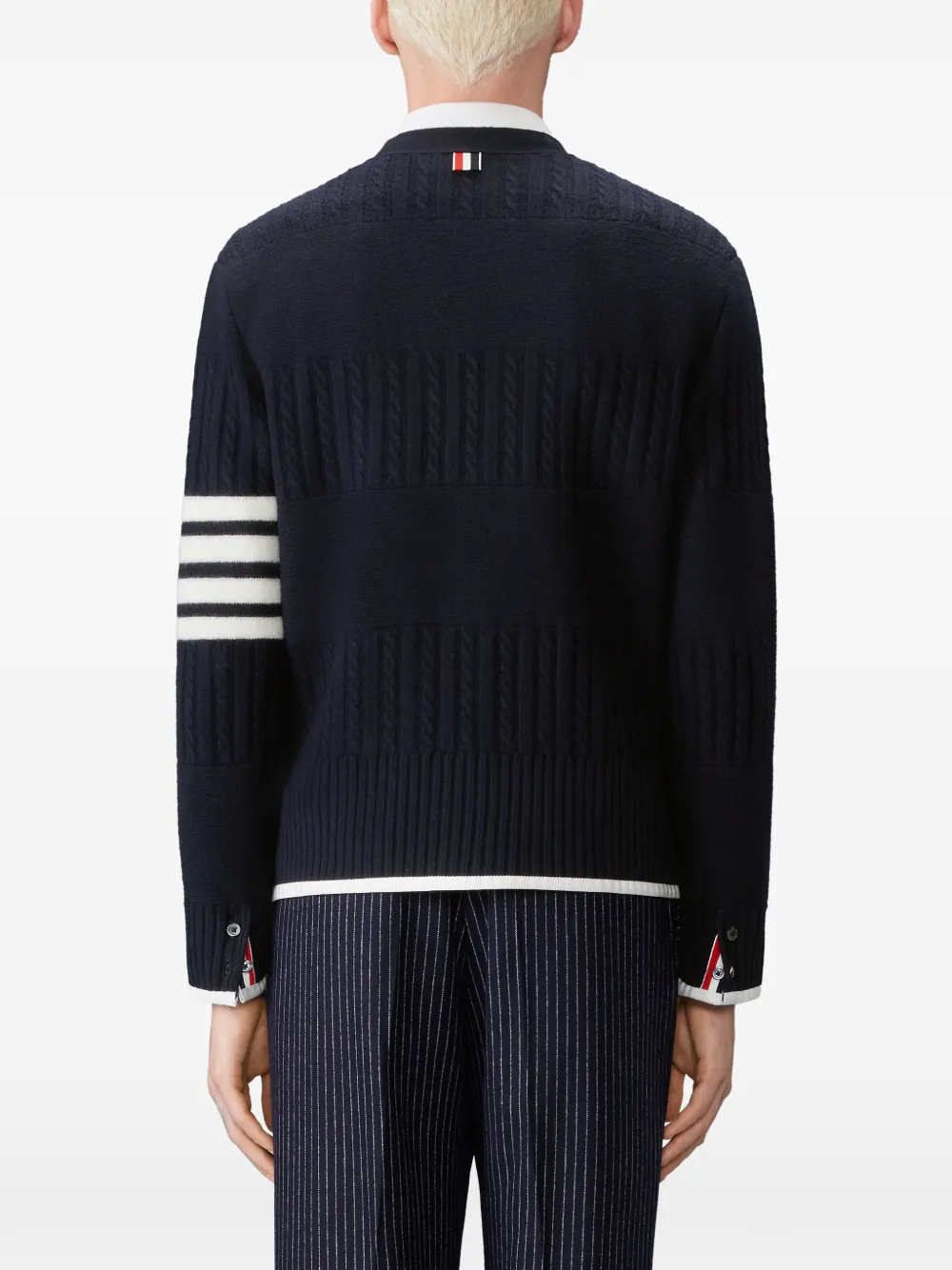 Thom Browne Vest van merinowol met vier strepen Blauw