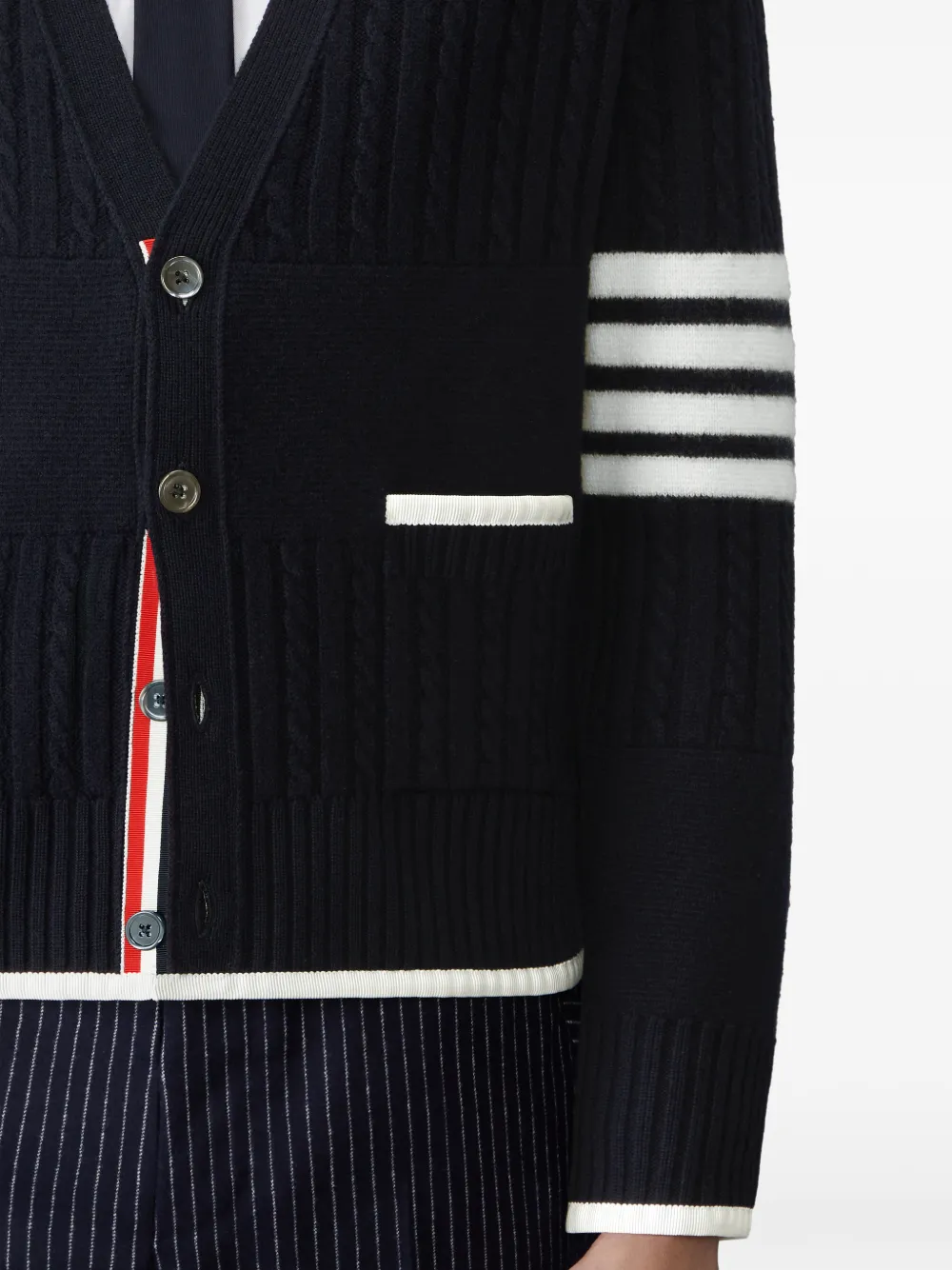 Thom Browne Vest van merinowol met vier strepen Blauw