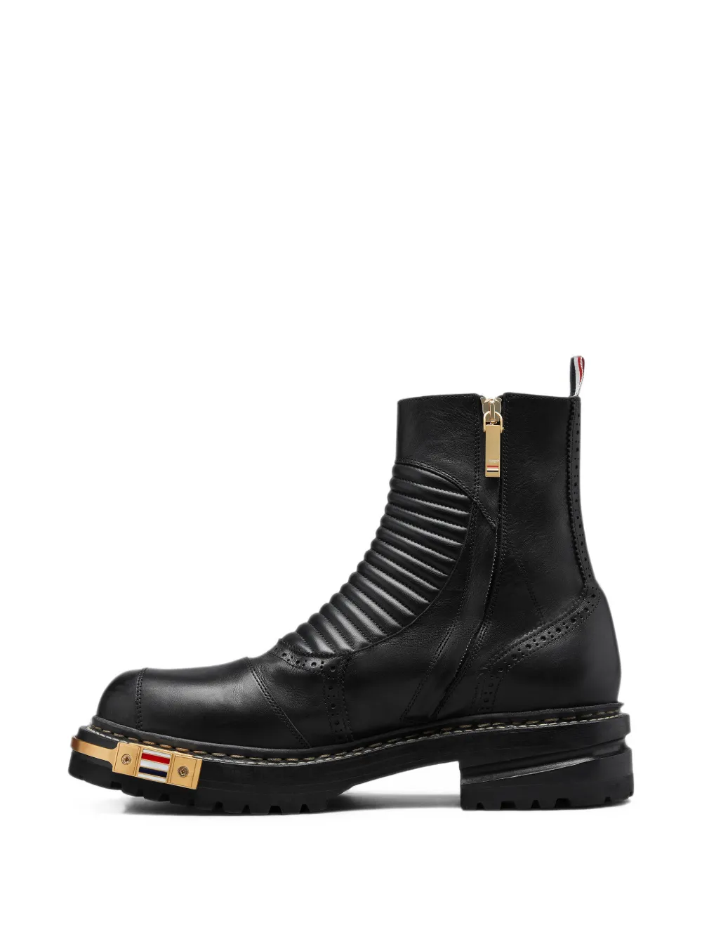 Thom Browne panelled leather boots Zwart