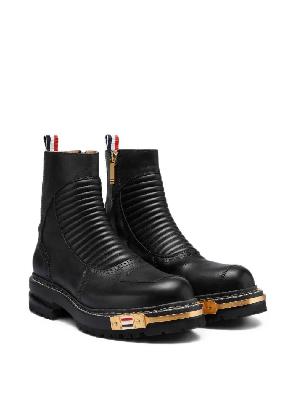 Thom Browne panelled leather boots Zwart