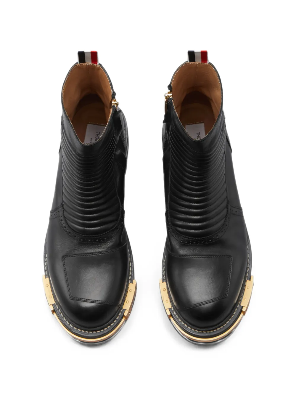 Thom Browne panelled leather boots Zwart