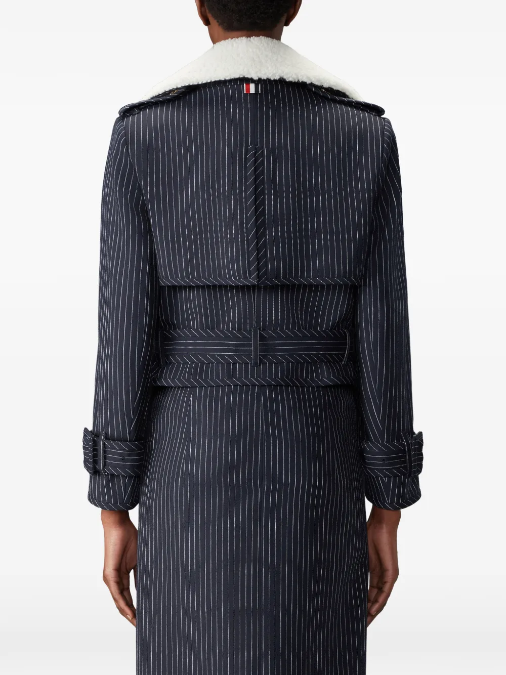 Thom Browne high twist wool cropped trench Blauw