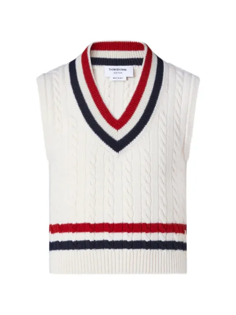 Thom Browne wool cricket RWB-stripe baby-cable vest