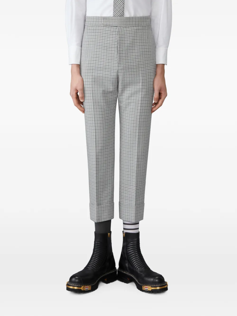 Thom Browne Wollen piqué Gunclub geruite broek met dubbele stiksels Grijs