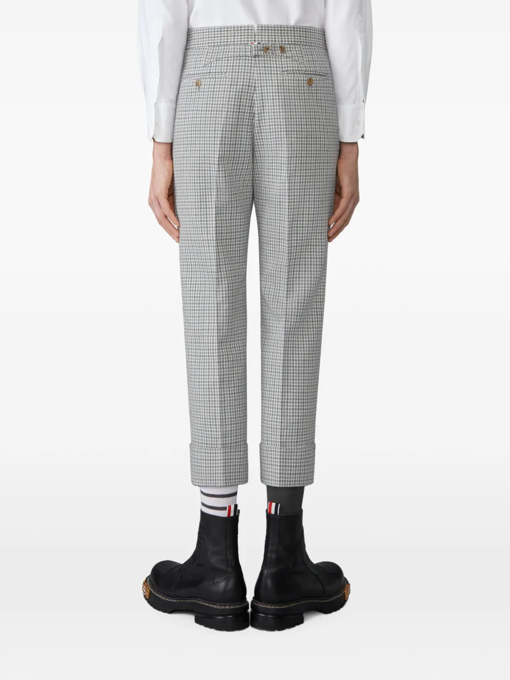 Thom Browne Wollen piqué Gunclub geruite broek met dubbele stiksels Grijs