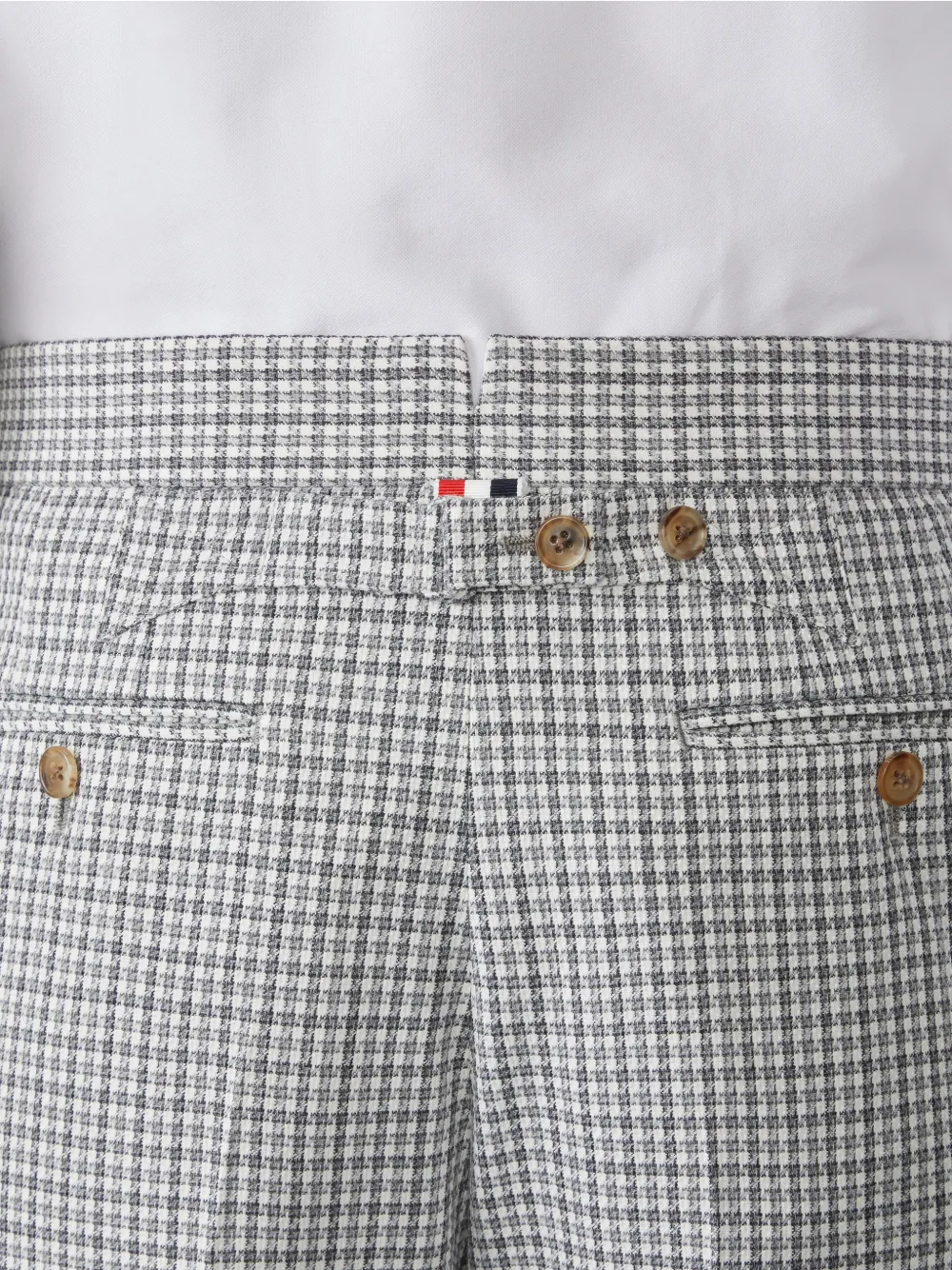 Thom Browne Wollen piqué Gunclub geruite broek met dubbele stiksels Grijs