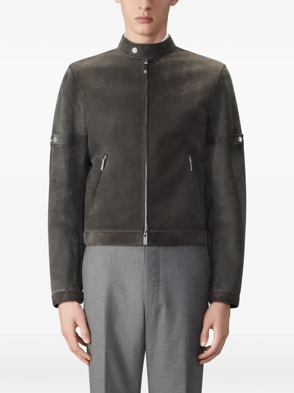 Thom Browne Leren racerjack Grijs