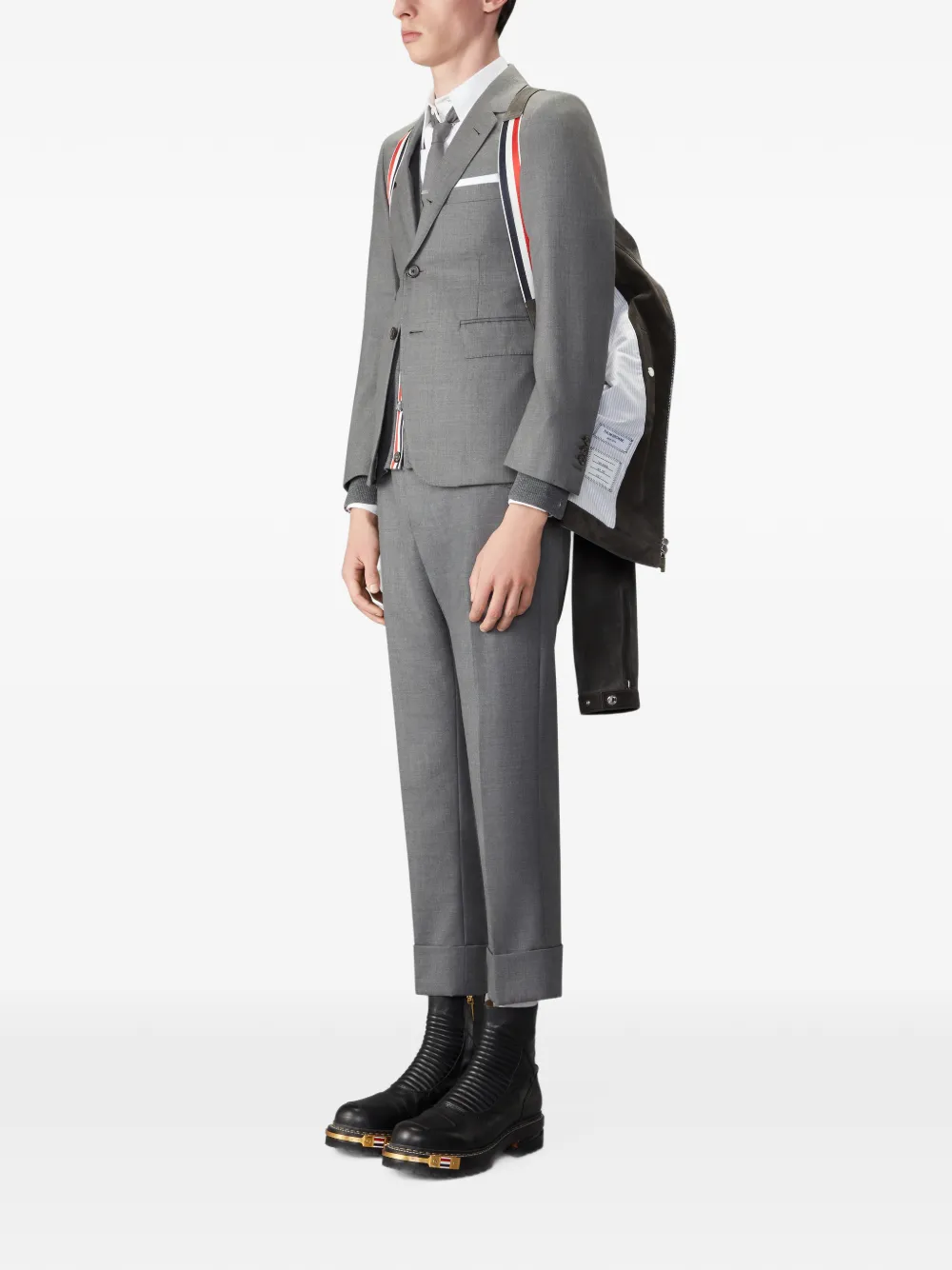 Thom Browne Leren racerjack Grijs
