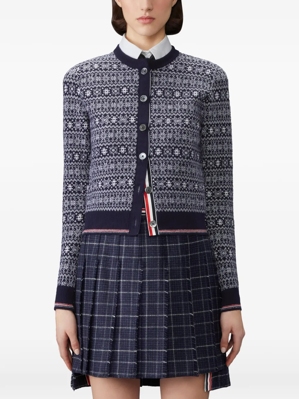 Thom Browne Vest van merinowol en jacquard met sneeuwvlok Blauw