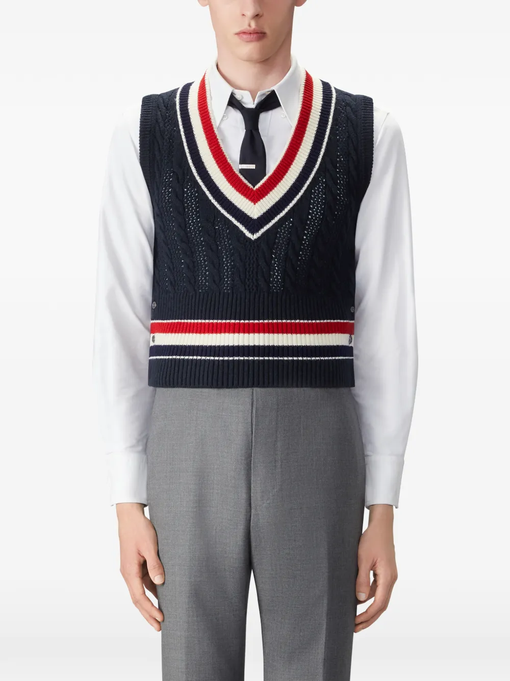 Thom Browne Wollen spencer met RWB-streep Blauw