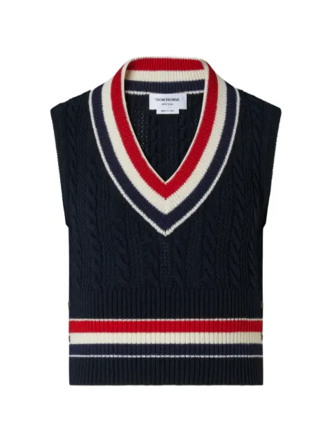 Thom Browne wool cricket RWB stripe baby cable vest