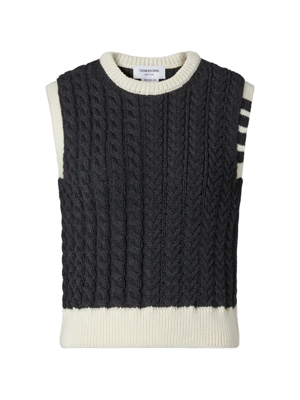 Thom Browne merino wool Aran cable shell top - Grigio