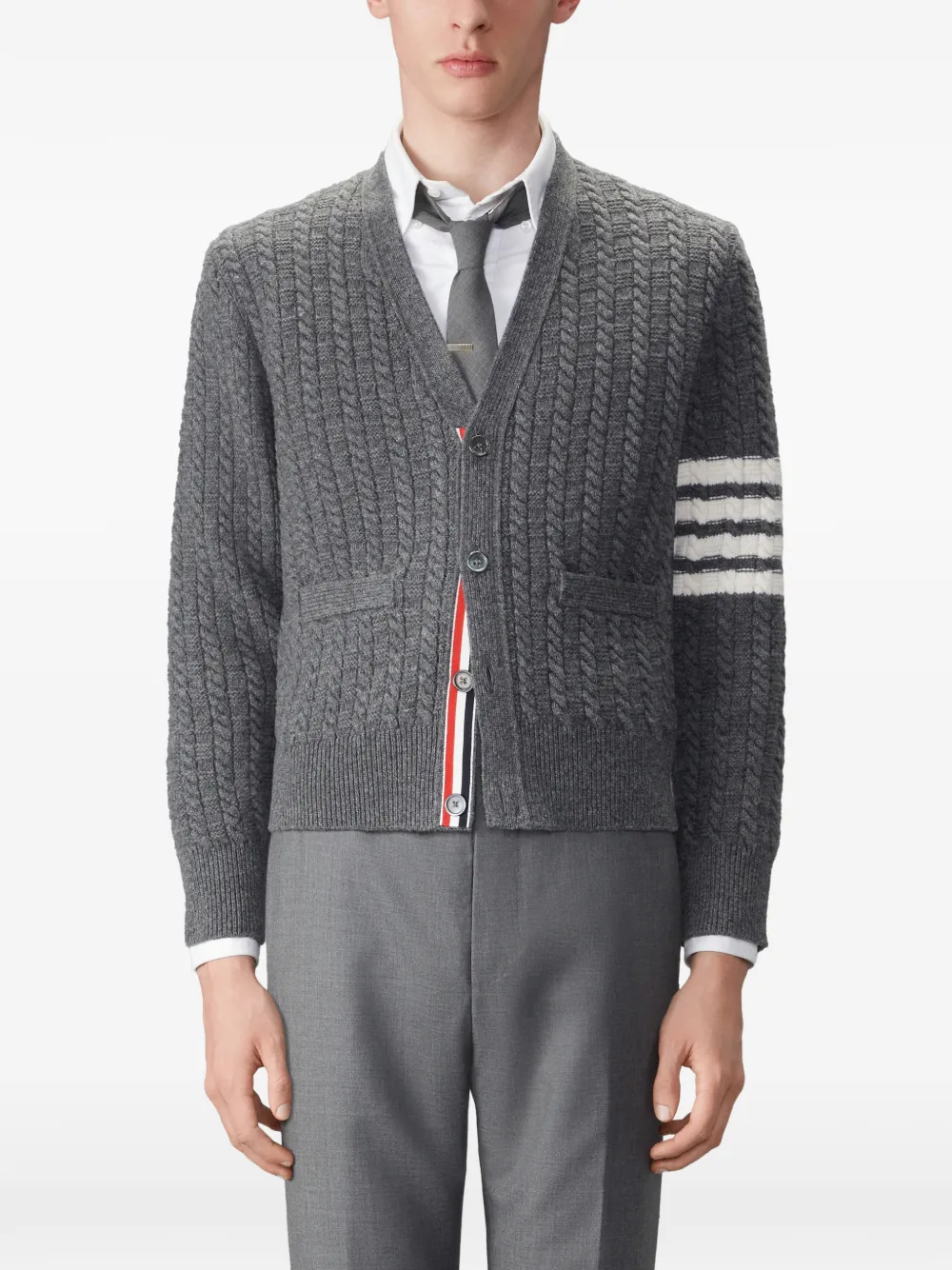 Thom Browne 4-Bar intarsia vest van merinowol Grijs