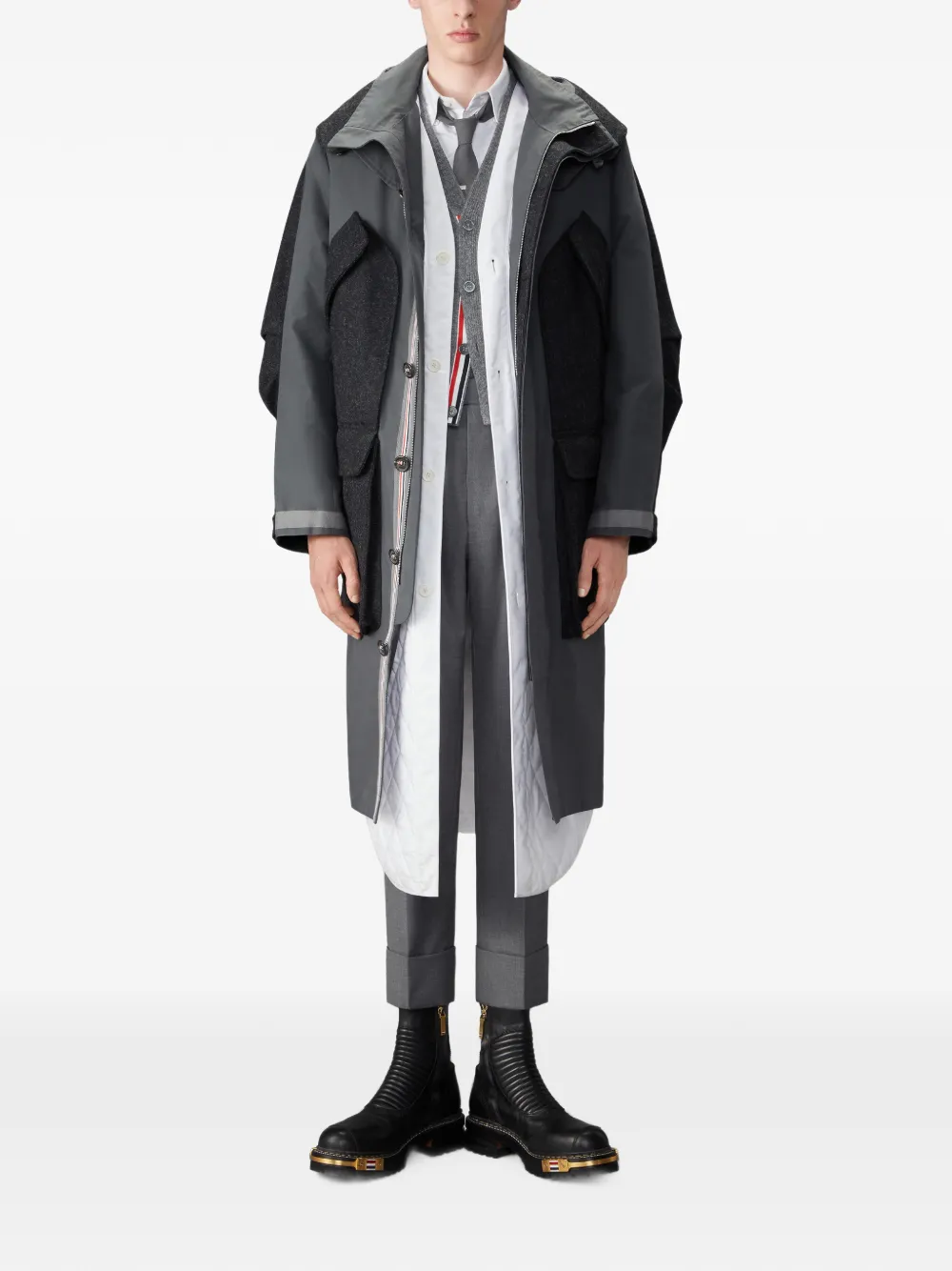 Thom Browne 4-Bar intarsia vest van merinowol Grijs