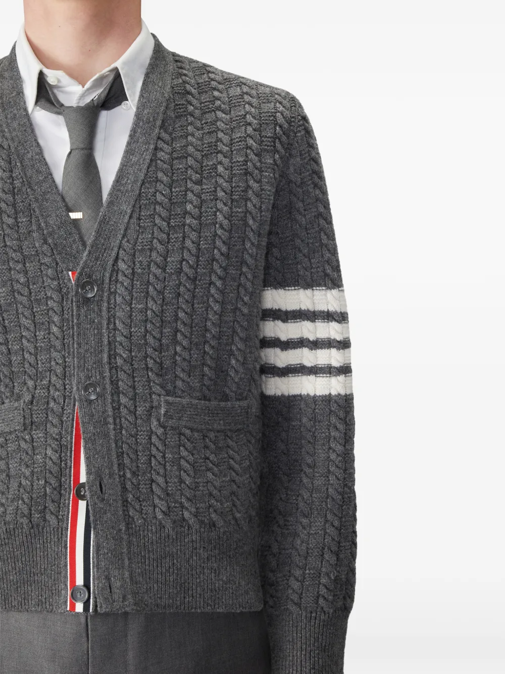 Thom Browne 4-Bar intarsia vest van merinowol Grijs