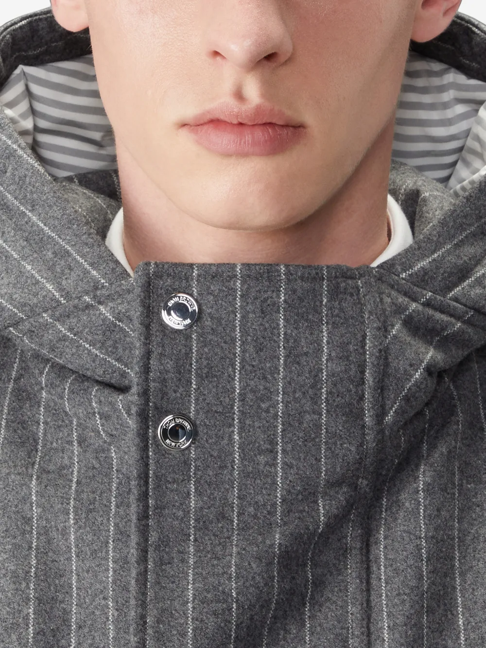 Thom Browne 65 flanellen cropped voetbalparka Grijs