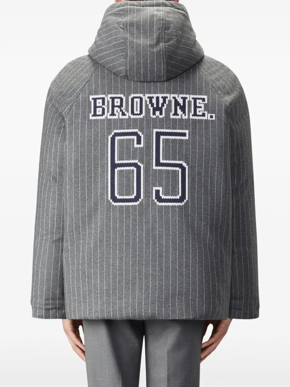 Thom Browne 65 flanellen cropped voetbalparka Grijs