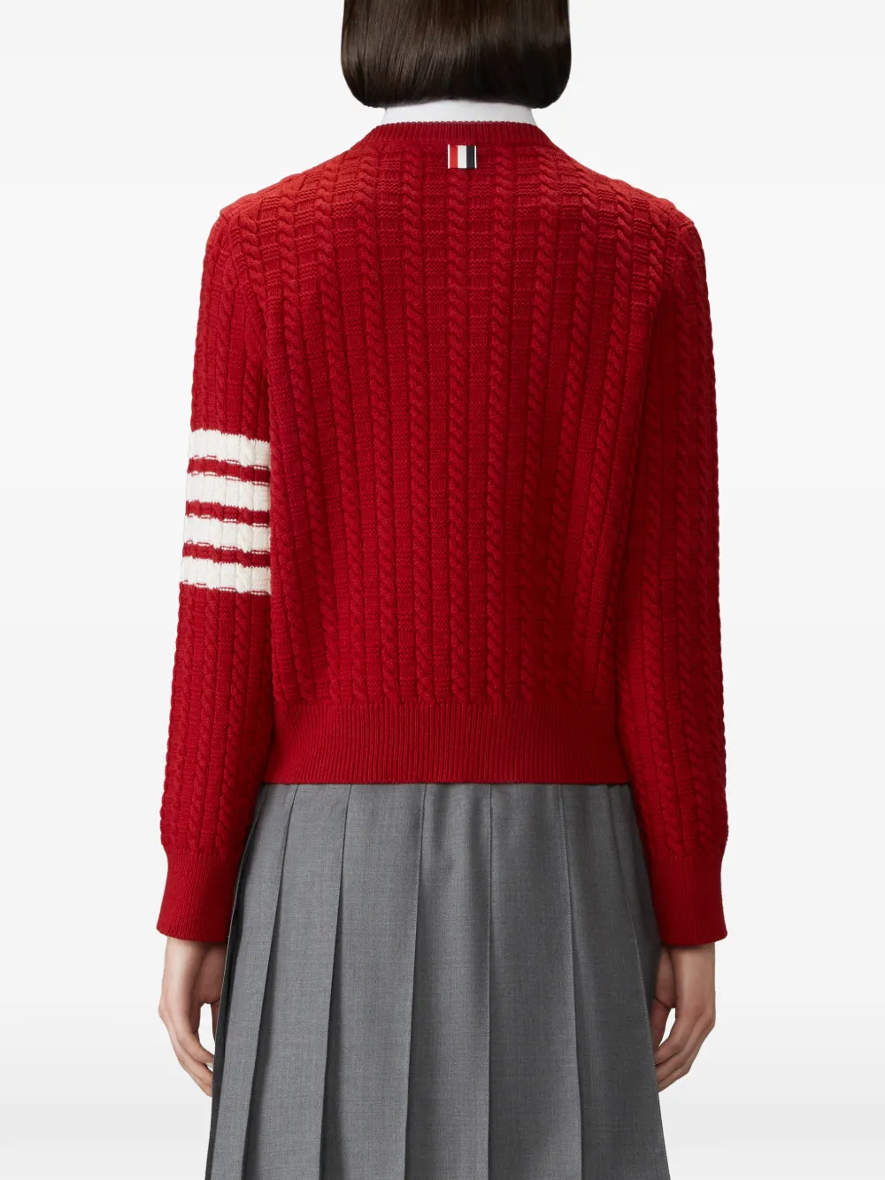 Thom Browne 4-Bar intarsia pullover van merinowol Rood