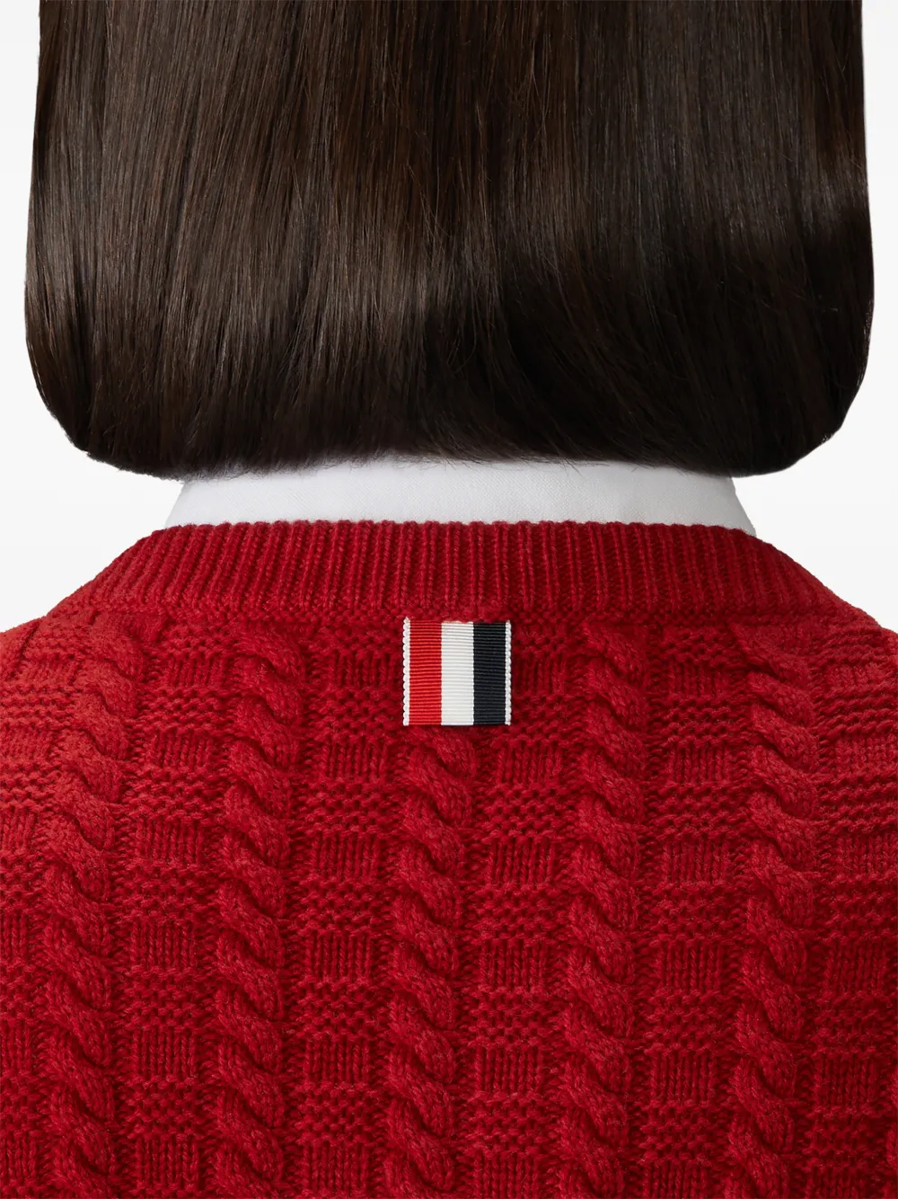 Thom Browne 4-Bar intarsia pullover van merinowol Rood