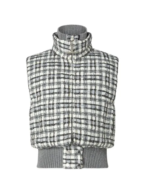 Thom Browne sheer organza ribbon tweed cropped down filled vest