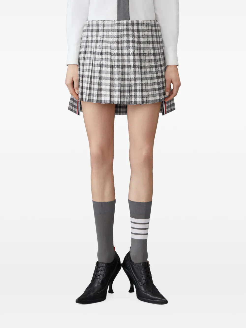 Thom Browne Gunclub Heavy twill low-waist geplooide mini-rok Wit