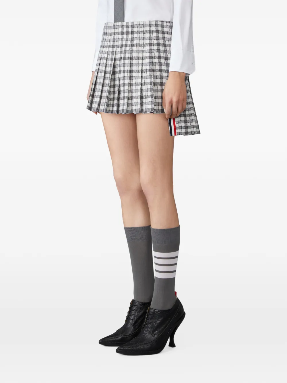 Thom Browne Gunclub Heavy twill low-waist geplooide mini-rok Wit